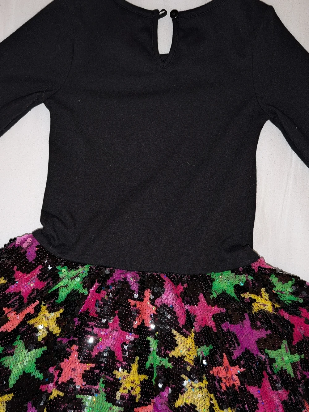 Girls' Hocus Pocus Black & Multicolor Sequin Halloween Dress